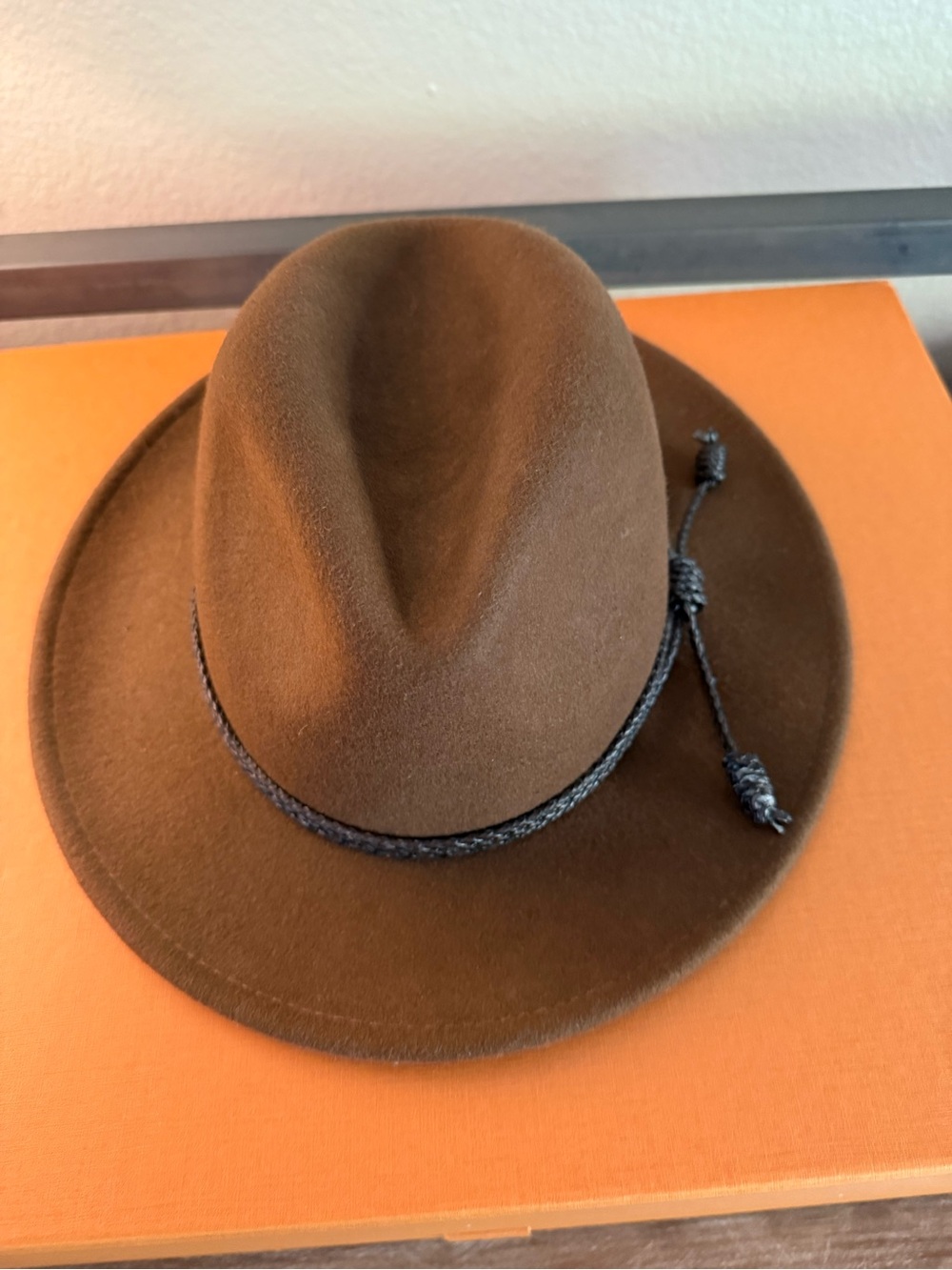 Olive and Pique Brown Felt Fedora with Braided Band